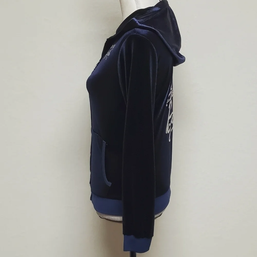 Rare Retro Barbie Loves Splash Silver Superstar Barbie Dark Indigo Velvet Hoodie - Picture 9 of 15